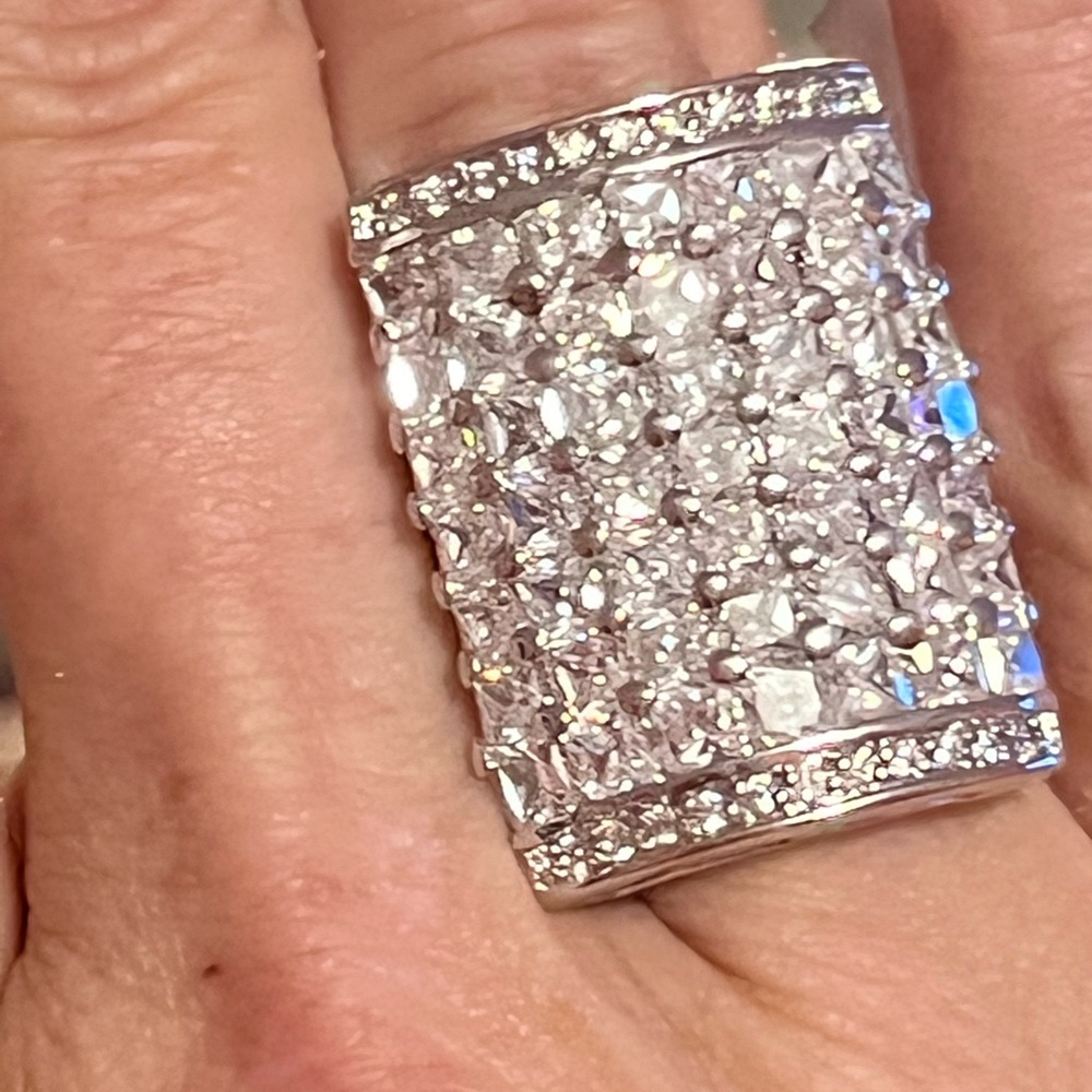 🌟🌟Hearts & Bling Signature Ring! CZs up to Knuckle Silver Ring-Iced Out Bling! - Picture 6 of 7